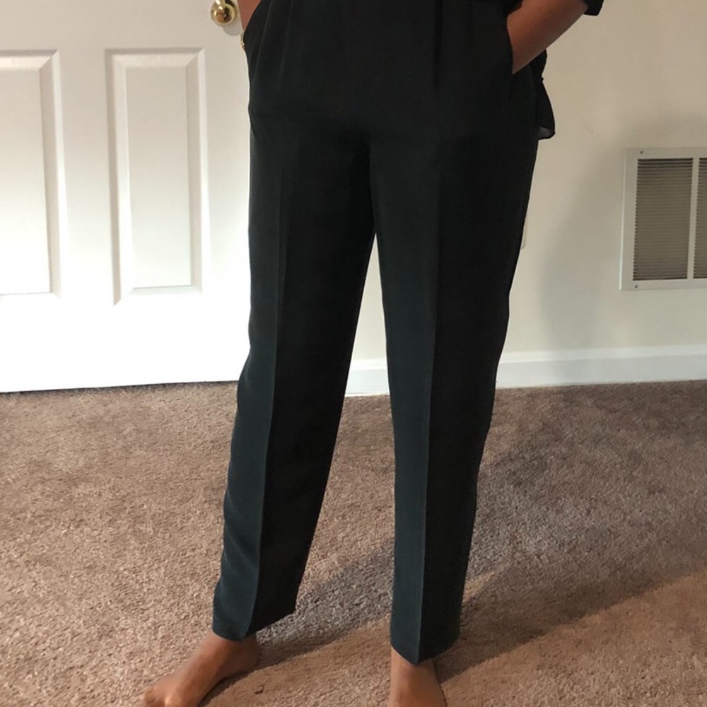 100% Silk vintage high waist pleated pants